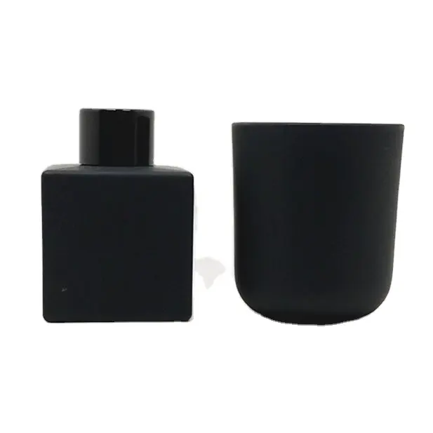 Custom 45ml 90ml matte black votive in vetro candela contenitore e quadrato nero canna bottiglia di vetro diffusore