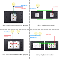 Interruptor de pared modular LangYeao 118 tipo estadounidense/tailandés con tecla de piano y reinicio automático, de vidrio templado negro - DIY