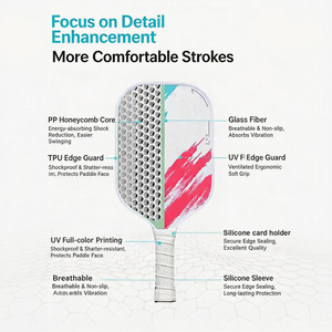 Paleta de Pickleball de Fibra de Vidrio Duradera al por Mayor de Fábrica, Nucleo Panal Ligero, Duradero y con Agarre Antideslizante para Jugadores Principiantes - Product Image 4