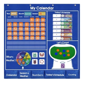 Tableau d'activités mural pliable personnalisé avec calendrier quotidien et cartes météo pour enfants, bureau et école - Product Image 1