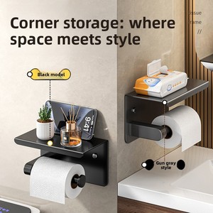 Porte-<span class=keywords><strong>papier</strong></span> toilette mural moderne et écologique sans perçage, avec étagère et support <span class=keywords><strong>de</strong></span> téléphone, distributeur <span class=keywords><strong>de</strong></span> mouchoirs adhésif pour salle <span class=keywords><strong>de</strong></span> bain, idéal pour hôtel - Product Image 5