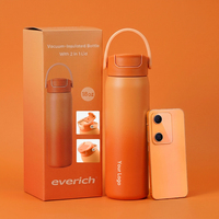 Bouteille d'eau réutilisable personnalisée de 18 oz, 24 oz, 32 oz avec paille à clapet et poignée souple, double paroi en acier 304, anti-fuite