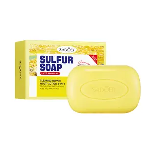 Marque privée en gros savon de bain au soufre 125g corps visage nettoyant en profondeur savon au soufre traitement du psoriasis acné bain savon sain