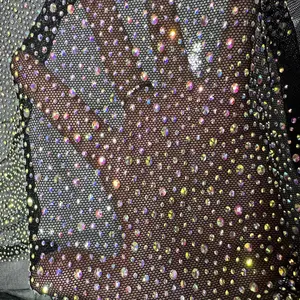 Tissu en maille élastique à paillettes personnalisées, tissu en maille de strass, tissu en diamant pour robe de femme - Product Image 1