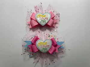 Moño para el pelo bordado 'Jesús me ama' de 3 capas de grosgrain con tul de lentejuelas arcoíris y pinza de cocodrilo - Product Image 6