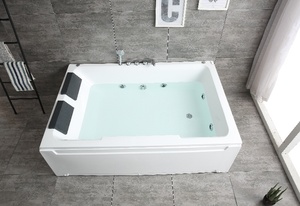 <span class=keywords><strong>Baignoire</strong></span> moderne d'hydrothérapie double pour deux personnes Installation encastrée <span class=keywords><strong>en</strong></span> <span class=keywords><strong>fibre</strong></span> <span class=keywords><strong>de</strong></span> <span class=keywords><strong>verre</strong></span> acrylique blanc Bain à remous Balboa pour amoureux <span class=keywords><strong>de</strong></span> la salle <span class=keywords><strong>de</strong></span> bain d'hôtel - Product Image 2