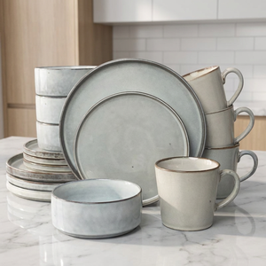 Ceramic Bone China High-End 4-Person <b>Microwave</b> Safe Dishwasher Safe Dinnerware <b>Set</b> Home Use Vintage Luxury Design Bowls Plates - Product Image 2