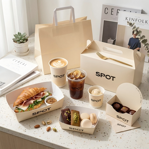 ชุดกล่องเบเกอรี่คอมโบ ขนมปังและถ้วยกาแฟ พร้อมถาดกระดาษ สำหรับร้านเบเกอรี่และร้านกาแฟ - Product Image 1