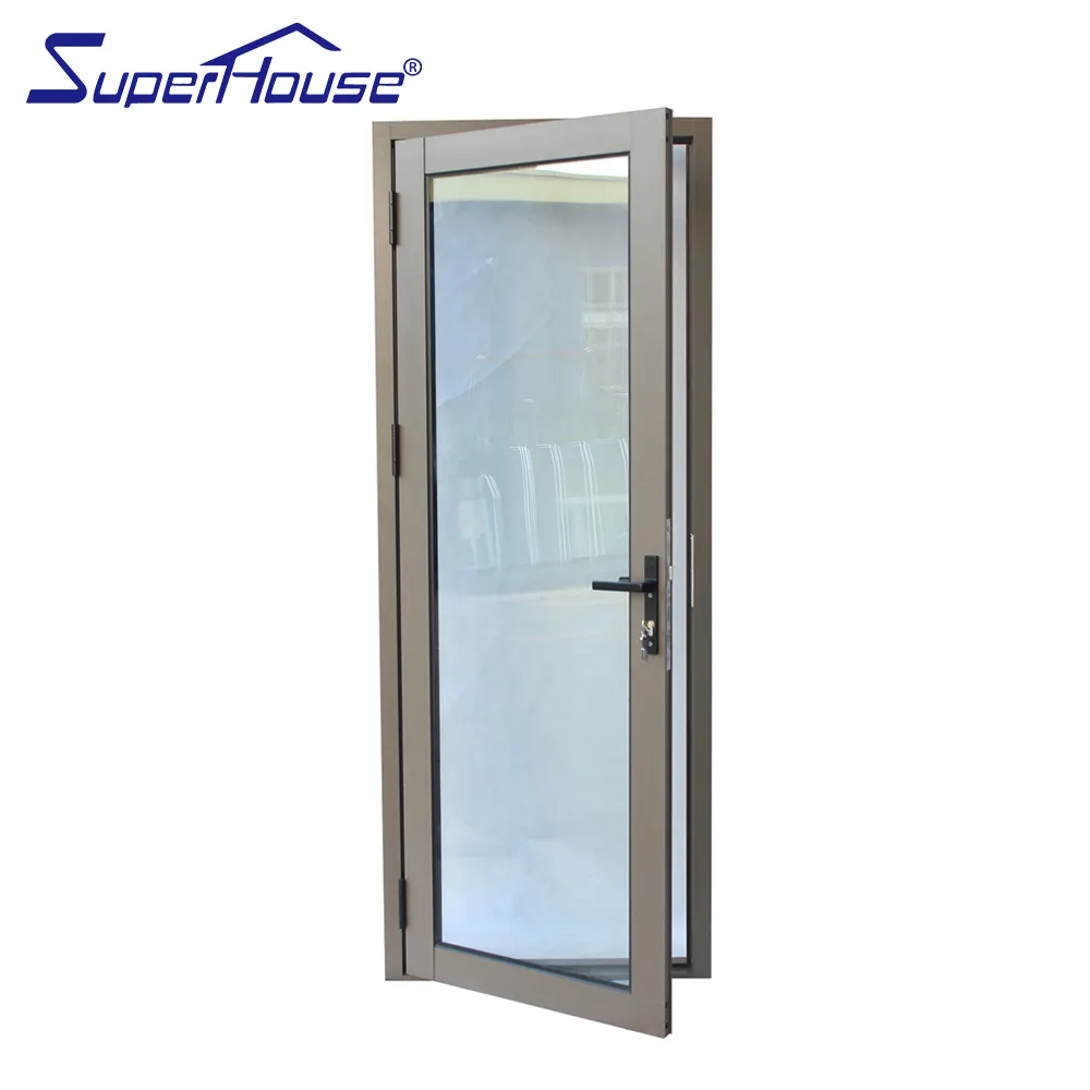 슈퍼 하우스 현대 욕실 좁은 프레임 여닫이 알루미늄 인테리어 유리 문 가격 PVC 스윙 알루미늄 합금 외부 마감