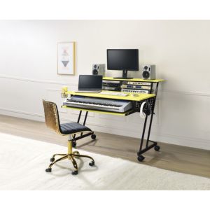Escritorio de estudio DB en acabado amarillo y negro para grabación de música y uso en computadora - Product Image 1