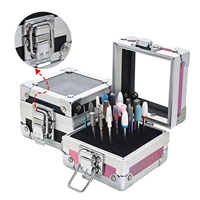 Boîte de rangement pour forets à ongles 25 trous en alliage métallique acier inoxydable avec fentes à clipser et mécanisme de verrouillage