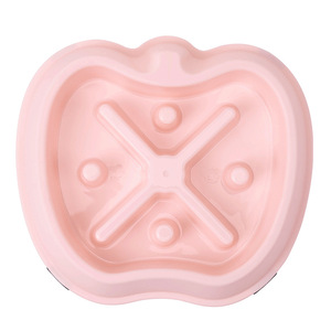 Youcheng Pet Slow Feed Bowl Plastic Anti Tipping Apple Shape <b>Dog</b> Bowl Green Blue <b>Pink</b> - Product Image 5