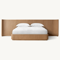 Ensemble de lit plateforme Darente en chêne américain moderne, taille personnalisable, cadre King avec 2 tables de chevet, suite de chambre à coucher de luxe en bois authentique
