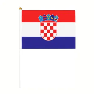 Promotional Flags Banners All Countries Custom Croatia Hand Held Waving Flag With Plastic Pole