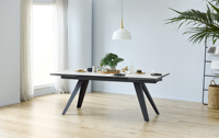 Table à manger rectangulaire de bonne qualité avec base en acier de luxe Table à manger extensible moderne en pierre frittée pour salle à manger