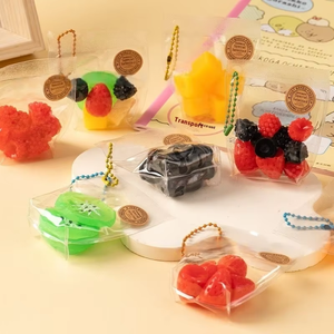 Hot Selling TPR Super Soft Simulation Keychain Kawaii Mini Fruit Bag <b>Squeeze</b> Stress Relief Toys for Kids Boys and Girls - Product Image 1