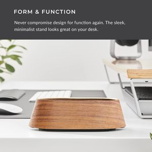 Support vertical réglable en bois personnalisé à double fente en noyer pour MacBook, tablette et téléphone - Product Image 3