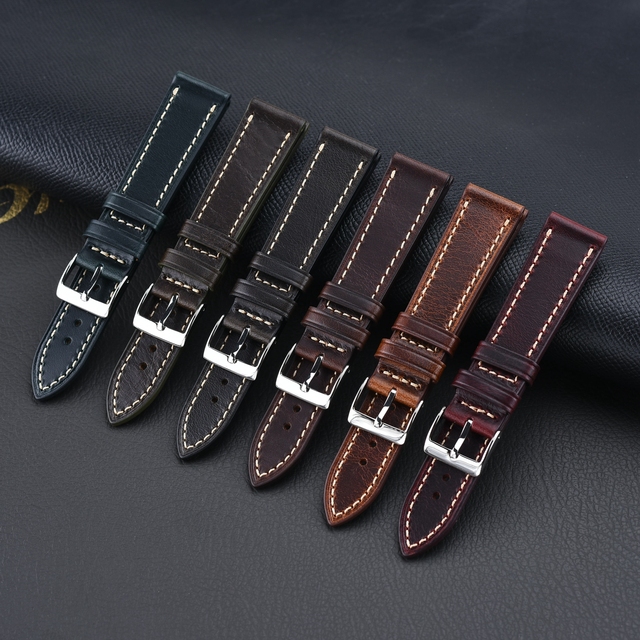LAIHE Stock Handmade Vintage Luxury Adjustable Cow LeatherCowhide Italian Genuine Leather Watch Bands Straps