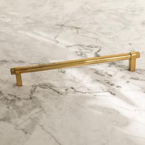 MAXERY Quincaillerie d'armoire en T <span class=keywords><strong>de</strong></span> luxe-Boutons <span class=keywords><strong>de</strong></span> tiroir et poignées <span class=keywords><strong>de</strong></span> tirage en laiton massif avec accents à double bande (tailles personnalisées disponibles) - Product Image 6