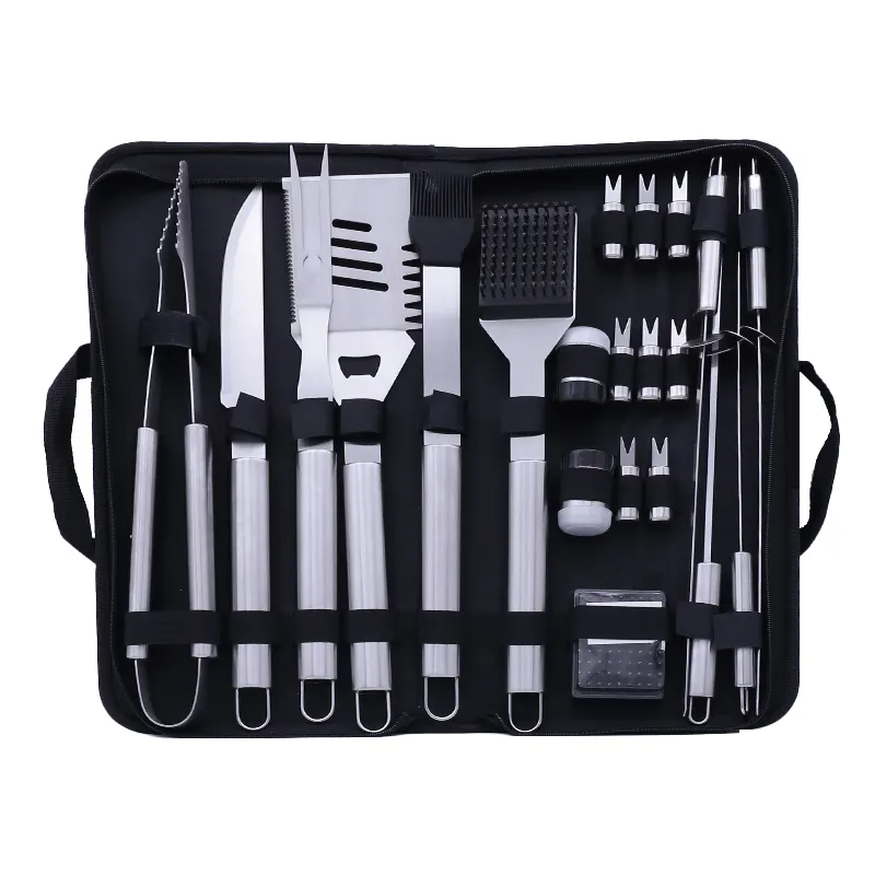 Wholesale Price 22PCS Camping BBQ Grill Accessories Stainless Steel BBQ Tools Grilling Tools Set in Case