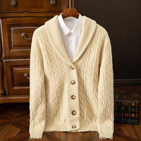 Nouveau Cardigan Homme Automne Hiver, Fermeture Éclair ODM, Motif Torsadé, Veste Épaisse Tricotée Ample et Chaude, Vente en Gros