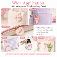 Breloques de sac brodées personnalisées style Coquette, porte-clés en tissu floral pour fille douce, étiquettes cadeaux personnalisées, vente en gros