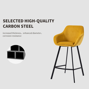 Sgabello da Bar Moderno in Velluto Giallo con Gambe in Metallo Nero per <span class=keywords><strong>Cucina</strong></span> e Bar Sedia da Pranzo Sedia Relax per Soggiorno - Product Image 6