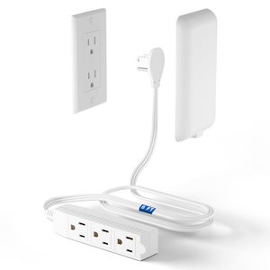 Regleta de enchufes plana ultrafina con 3 tomas y cable de extensión para pared, tipo EE. UU. - Product Image 1