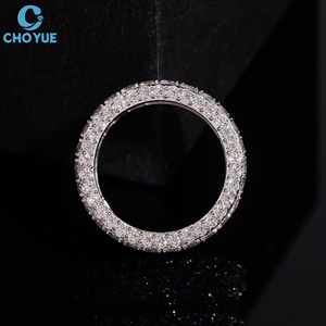 Women's Rhodium <b>Plate</b> 925 Sterling Silver Lab Grown Diamond <b>Ring</b> Round Brilliant Cut Full Pave IGI Certified Luxury Wedding Band - Product Image 2