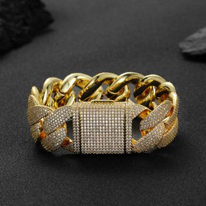 Pulsera Cubana de 24 mm de Ancho, Seis Filas de Circonio, Pulsera Cubana con Incrustaciones de Cobre y Circonio, Moda Tanjing - Product Image 3