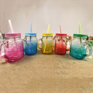 Vaso de Agua Portátil de Vidrio y Plástico de 480 ml con Diseño de Letras en Degradado Minimalista, Cambia de Color, con Tapa, para Uso Unisex, Regreso a Clases - Product Image 3