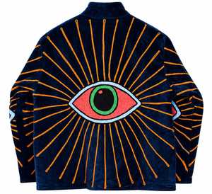 <b>Navy</b> Blue Solid Cotton Velvet Bomber <b>Jacket</b> <b>Women</b> Long Sleeve V-neck Quick Dry Breathable Artistic Fashion Outerwear B2B - Product Image 4