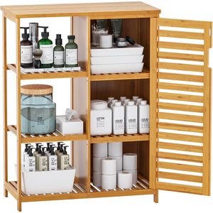 Armoire de rangement à quatre niveaux en bambou, 66x33x88cm, armoire multifonctionnelle pour salon et salle de bain, design scandinave moderne - Product Image 3