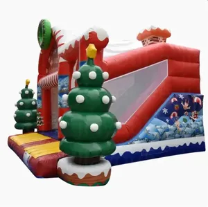 Château gonflable publicitaire de Noël avec bonhomme de neige et Père Noël pour fêtes de Noël - Product Image 4
