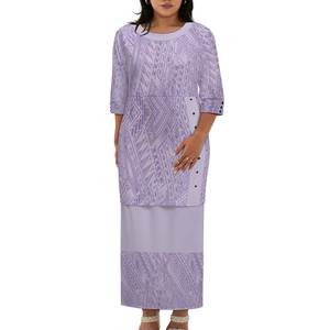 <span class=keywords><strong>Abito</strong></span> Puletasi Polinesiano Samoano Tribale a <span class=keywords><strong>Maniche</strong></span> <span class=keywords><strong>3</strong></span>/<span class=keywords><strong>4</strong></span>, Casual, Taglie Forti, Lungo Maxi, Set Due Pezzi con Gonna, Vita Naturale - Product Image 4