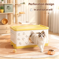 Maison pour chat et niche pour animaux de compagnie multifonctionnelle moderne, grande capacité, PP, 2 couches, pliable, avec rangement pour nourriture et jouets