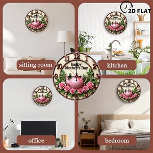 Round Wooden Wall <b>Clock</b> 25Cm Thickened Frame Silent Non Ticking Home Hotel Decor <b>Clock</b> - Product Image 4