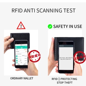 Boshiho RTS Dropshipping <b>RFID</b> <b>Blocking</b> Minimalist Genuine Leather <b>Wallet</b> Customized logo Credit Card Holder Carbon Fiber <b>Wallet</b> - Product Image 6