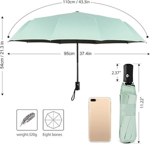 Parapluie de voyage compact pliable, parapluie de soleil léger à ouverture et fermeture automatiques pour femmes, parasol - Product Image 3