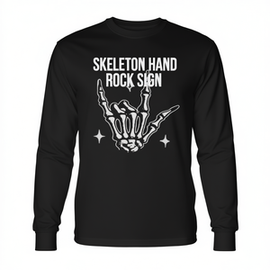 Camiseta de manga larga con diseño de mano de esqueleto, color negro, unisex, informal - Product Image 2