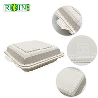 Boîte à burger carrée mini jetable personnalisée pour emporter, emballage alimentaire rapide, boîte à charnière en PP et amidon de maïs pour burgers congelés