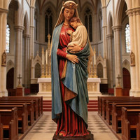 Statue de Notre-Dame de Cathédrale, magnifique statue historique grandeur nature de la Vierge Marie avec l'Enfant Jésus en résine pour décoration extérieure