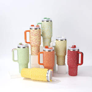 แก้วน้ำสแตนเลสสุญญากาศขนาด 40 ออนซ์ ลายมุกหลากสีสัน พร้อ<span class=keywords><strong>ม</strong></span>หูจับและหลอด - Product Image 3