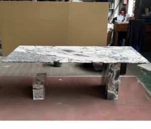 Mesa de mármol natural personalizada de lujo italiano moderno, mesa de comedor con base de piedra, juego de mesa y silla para 8 canicas - Product Image 6