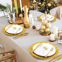 Assiettes de service élégantes réutilisables pour les fêtes, assiettes de présentation dorées transparentes en vrac, décoration de mariage