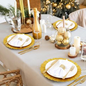 Assiettes <span class=keywords><strong>de</strong></span> service élégantes réutilisables pour les fêtes, assiettes <span class=keywords><strong>de</strong></span> présentation dorées transparentes en vrac, décoration <span class=keywords><strong>de</strong></span> mariage - Product Image 4