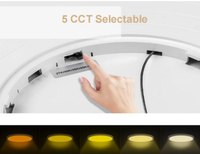 Luz Nocturna LED Redonda, Panel LED Empotrado de 15 Pulgadas, Marco de Aluminio, Regulable, para Hotel, Oficina, Centro Comercial