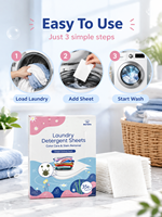 Feuilles de lessive écologiques, protection des couleurs, détachant, feuilles de lavage concentrées, savon à lessive en feuilles, OEM