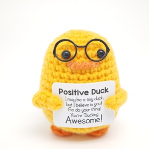 Tích cực Vịt Dễ Thương Crochet vịt với cảm hứng thẻ Túi ôm Vịt tích cực dệt kim búp bê - Product Image 3