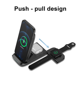 Support Fast 15W Desktop Foldable Portable pour Watch <span class=keywords><strong>airpods</strong></span> Mobile Phones 3 en 1 Fast Wireless Charger - Product Image 2